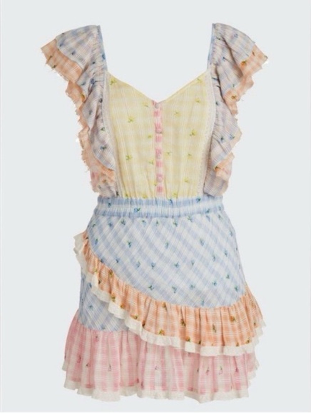LoveShackFancy Pastel Multi-Color Ruffled Mini Dress - Picture 4 of 6